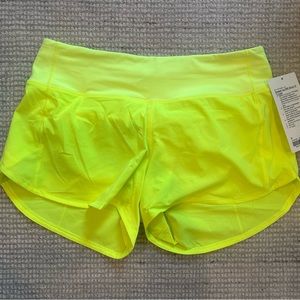 Lululemon speed up 4 inch size 8 highlight yellow NWT